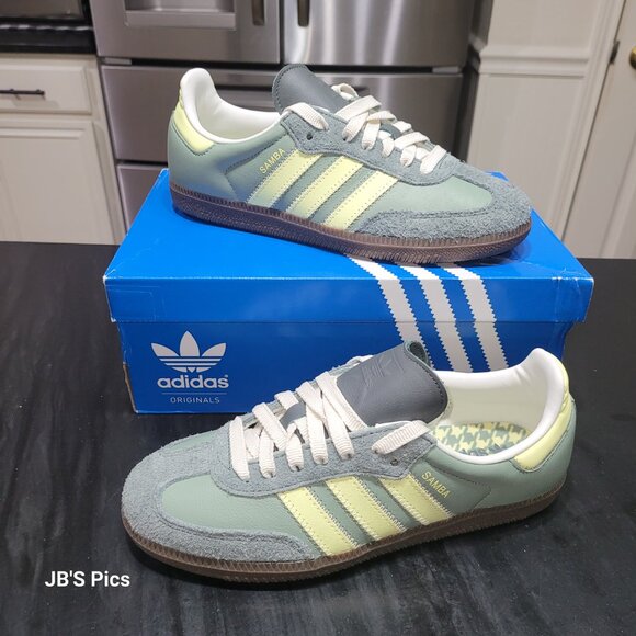 Adidas Samba OG Originals Women's Size 6 Silver Green Legend Ivy Sneakers JI1863 - Picture 3 of 16